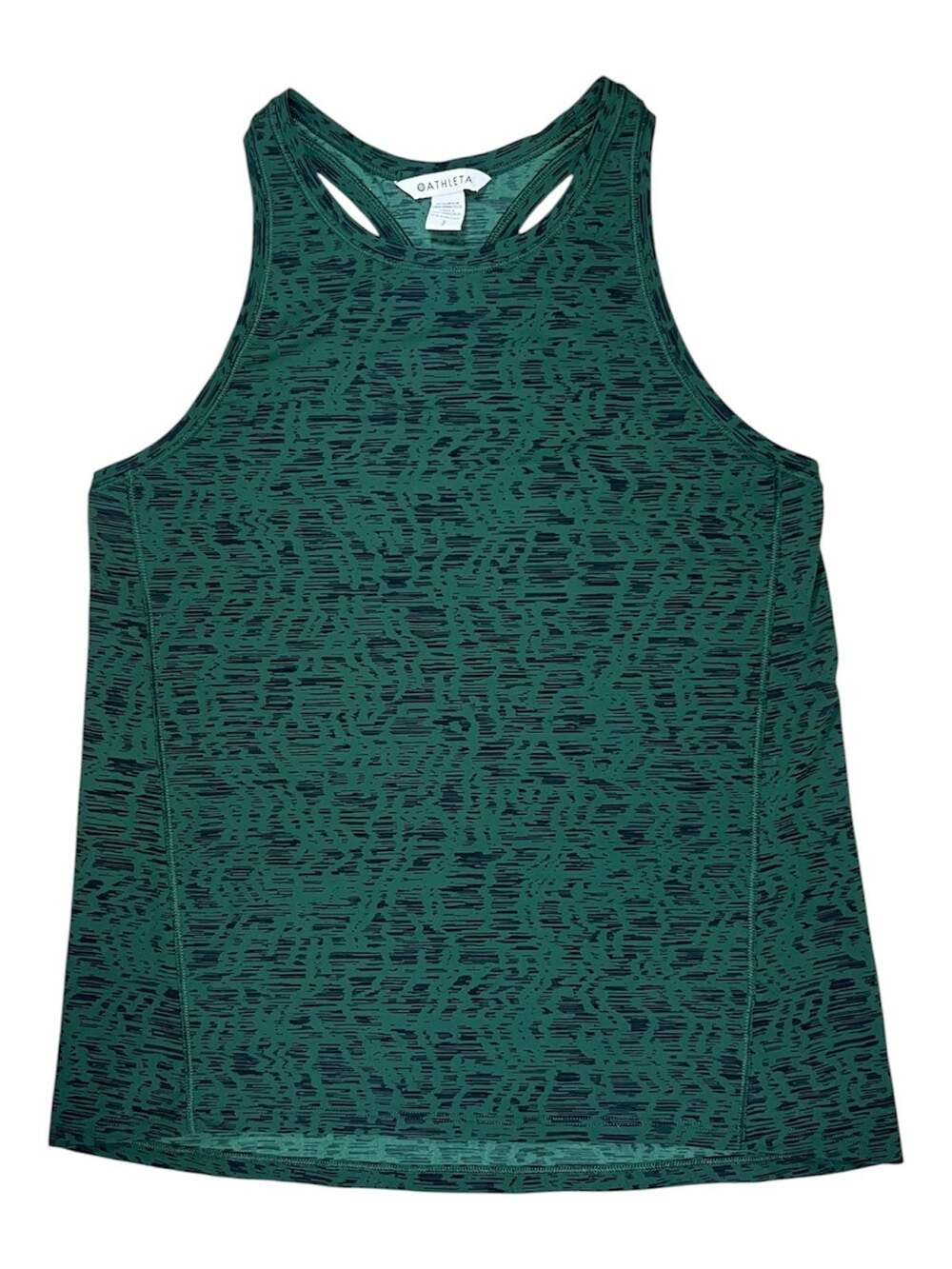 Athleta Women's Athletic Racerback Tank Top in Green/Black Print-S